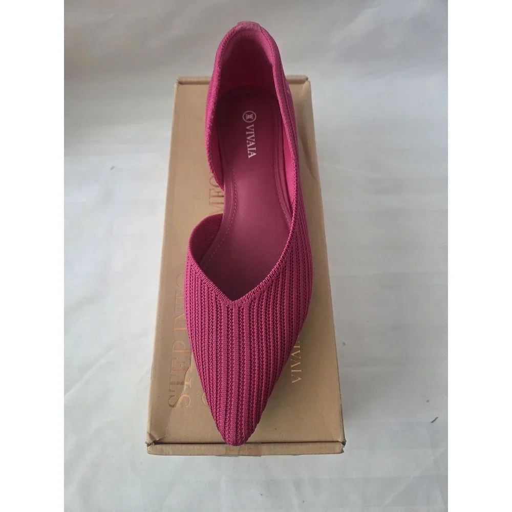 VIVAIA Melia Pitaya Pink Pointed‎ Toe dOrsay Knit Flats EU 39 US 8 NEW